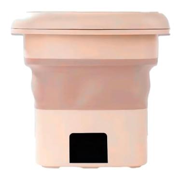 Imagem de Mini máquina de lavar roupa dobrável portátil moderna máquina de lavar automática roupa mini lavadora de roupas(BEGE COM CESTO 6.5L)
