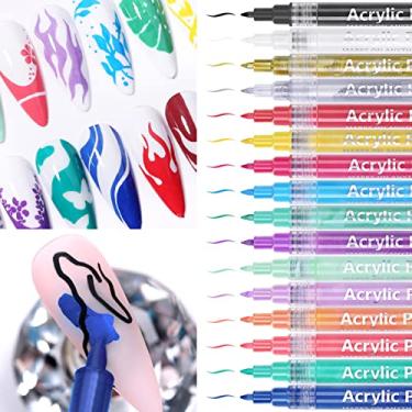Imagem de ZJchao Caneta Grafite para Unhas 3D Caneta para Arte Em Unhas Caneta para Colorir 3D Com 16 Cores Vibrantes para Salão de Beleza Profissional e Uso Doméstico Plástico 13,6 Cm 13g (17)