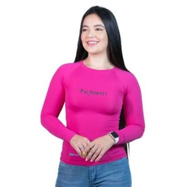 Imagem de CAMISETA FEMININA TÉRMICA UV50+ TEXAS FARM - UVF001 - ROSA PINK/ PRETO-Feminino