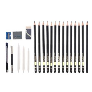 Imagem de Conjunto de lápis de desenho profissional de 29 peças Kit de desenho a carvão com apontador de borracha para artistas iniciantes estudantes grafite madeira preta