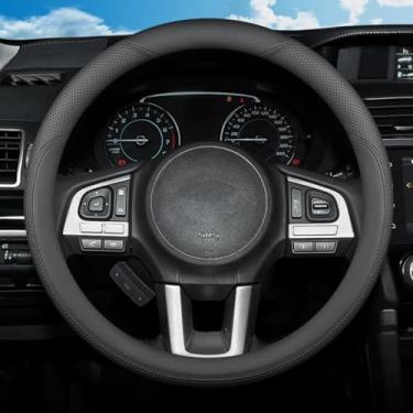 Imagem de SZYUCHEN Capa de volante para Subaru Crosstrek Outback Forester Ascent Impreza WRX Legacy BRZ Tribeca Sport Hybrid Touring Limited LX Acessórios interiores de carro, couro preto 2025 37-38 cm