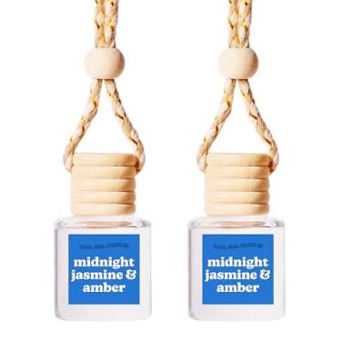 Imagem de CoolGIRLCANDLES Jasmim meia-noite e âmbar para pendurar no carro, aromatizador de ar para óleos essenciais, frasco difusor de carro de longa duração