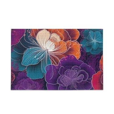 Imagem de WELLDAY Quebra-cabeça linha abstrata flores 500 peças grande jogo de arte para adultos adolescentes