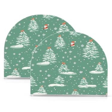 Imagem de Wassud Porta-guardanapos de acrílico para árvore de Natal com neve, dispensador de guardanapo de papel moderno para mesa, cozinha, sala de jantar, bancada 2 peças (comporta 50-60 guardanapos)