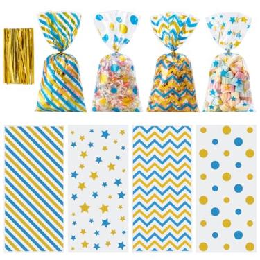 Imagem de Aegero 120 unidades de sacos de guloseimas de celofane de Natal, sacos de guloseimas de presente de Natal com 140 peças para lembrancinhas de festa de Natal, lembrancinhas de festa infantil, embalagem