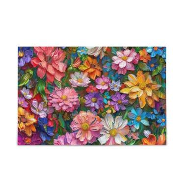 Imagem de WELLDAY Quebra-cabeça pintura colorida flores 500 peças grande jogo de arte para adultos adolescentes