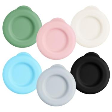 Imagem de Luomorgo 6 tampas de garrafa de leite - tampas herméticas e reutilizáveis de 48 mm de diâmetro para tampas de substituição de garrafas de vidro Stanpac e Libbey (verde, rosa, creme, azul, preto, cinza