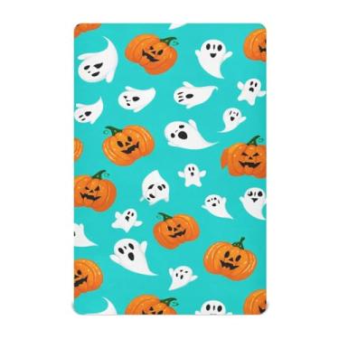 Imagem de Wassud Lençóis de berço respiráveis Halloween Pumpkins Ghosts, capa de colchão de berço 71 x 132 cm, lençol de bebê neutro para meninos e meninas (serve para berço padrão e pacote e brincadeira)