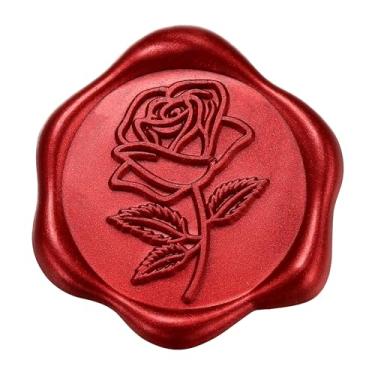 Imagem de Yoption Adesivos de selo de cera rosa, 50 peças de adesivos autoadesivos de selo de envelope vermelho vinho para convite de casamento, embrulho de presente, artesanato