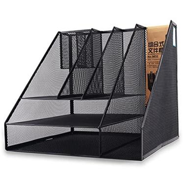 Imagem de LMJYU Organizador de arquivos de metal, rack de arquivo, caixa de arquivos, cesta de arquivos, escritório, mesa de armazenamento, pasta de armazenamento