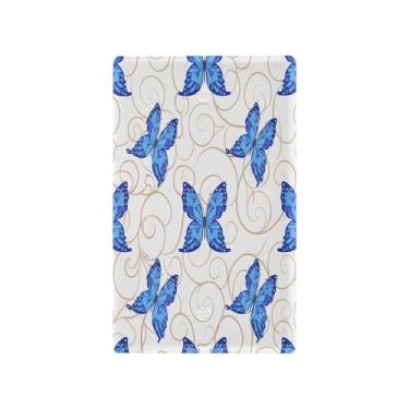 Imagem de Wassud Placa decorativa para interruptor de luz azul borboletas placa de parede para tomadas elétricas em branco