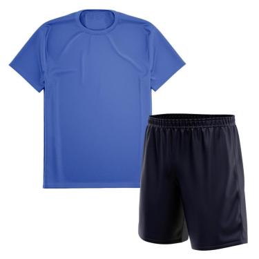 Imagem de Kit Calção Short Futebol Basquete Marinho + Camiseta Manga Curta Masculina-Masculino