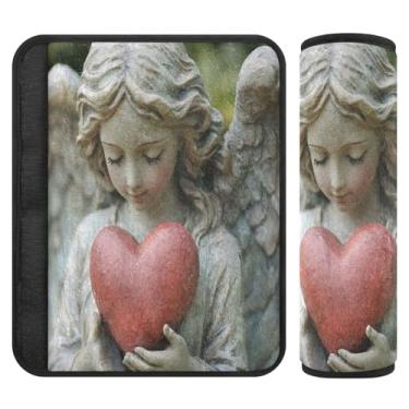 Imagem de Burbuja Capa para cinto de segurança de carro Valentine Angel Protetor de cinto de segurança de carro macio confortável para alça de ombro de assento de carro, 1 par pequeno