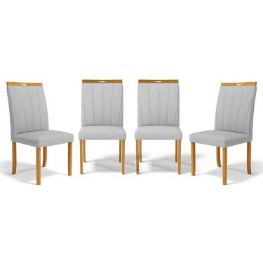 Imagem de Kit Com 4 Cadeiras Aurora Madeira Maciça Estofadas Para Mesa De Jantar