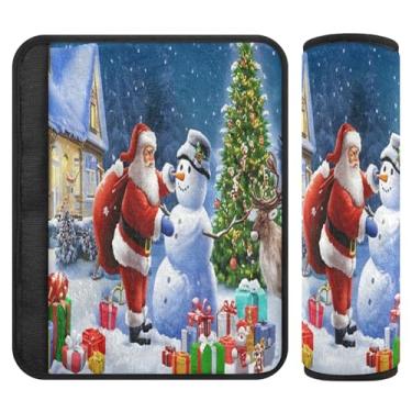 Imagem de Burbuja Capa para cinto de segurança de carro Papai Noel protetor de cinto de segurança macio confortável para alça de ombro de assento, 1 par médio