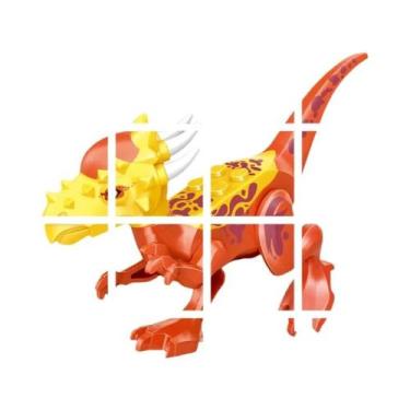 Imagem de Blocos De Montar De Dinossauros Jurássicos: Velociraptor, Triceratops,