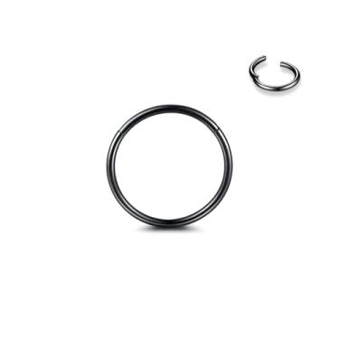 Imagem de Veroyal Anéis de nariz de aço cirúrgico 316L 20G 18G 16G argolas de nariz clicker septo segmento articulado cartilagem hélice tragus concha daith torre para mulheres homens (preto, 20G (0,8 mm) * 6 mm