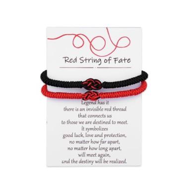 Imagem de Pulseira para casal, dia dos namorados, presente para namorado, marido, relacionamento de longa distância, namorada, esposa, combinando, pulseira de corda com nó infinito para mulheres, homens