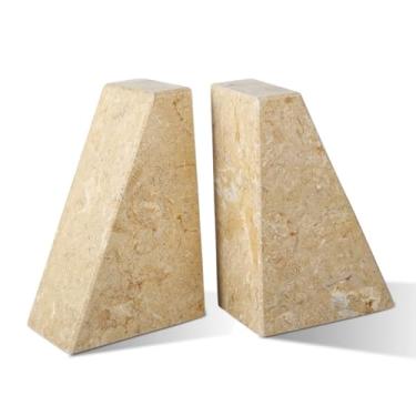 Imagem de Karibiber Suporte de livros de mármore para livros pesados, suportes decorativos para prateleiras, extremidade de livro durável e resistente para livros de capa dura e CDS, tampa e suporte exclusivos,