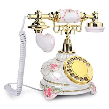 Imagem de Akozon Telefone Antigo Com Disco Giratório Vintage – Telefone Fixo Estilo Country retrô Com Fone, Material de Resina, Sem Necessidade de Alimentação Externa