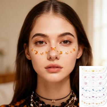 Imagem de Tatuagem temporária de sardas com glitter para rosto e corpo, adesivos de sardas falsas brilhantes para mulheres, maquiagem de festa de carnaval para festivais, acessórios de rave com glitter, 10