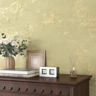 Imagem de EPPKILY Papel de contato de mármore dourado para bancadas, papel de parede de mármore dourado amarelo fosco removível à prova d'água para bancada, papel de contato para armários, cozinha, banheiro