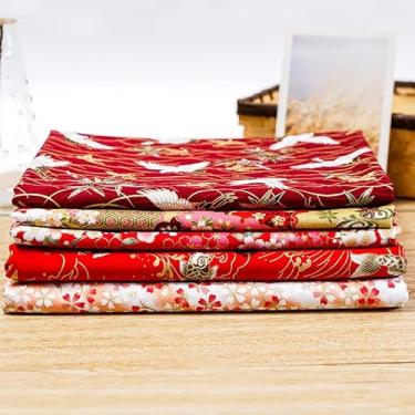 Imagem de 5 x quadrados de tecido estilo japonês, 20 x 25 cm, tecido de embrulho de algodão, pacotes de tecido acolchoado para costura de patchwork DIY
