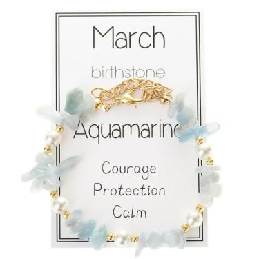 Imagem de Pulseiras com contas de cristal de pedra do mês de nascimento, pulseira de cristal de cura para mulheres, pedra natural, chacra, alívio da ansiedade, pulseiras com contas do zodíaco para presentes de