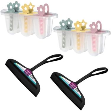 Imagem de Kit 2 Rodo de pia Preto e 2 Forma de Picolé Plástico