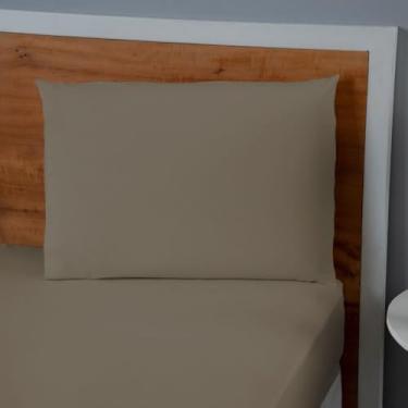 Imagem de Jogo de Lençol Casal Percal 180 Fios Marrom - 80% Algodão 20% Poliéster, 3 Peças com Elástico, 188x138x30cm Liso