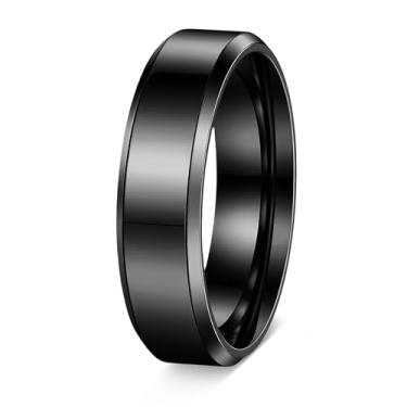 Imagem de Udolfly Alianças de casamento para homens mulheres 4 mm 6 mm 8 mm anéis de titânio altamente polido ouro/preto/prata anéis de compromisso para ele ela, 7, Metal, Sem pedra preciosa