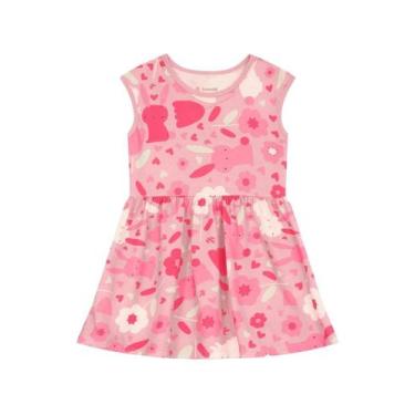 Imagem de Vestido infantil menina de bichinhos Brandili -Rosa, 2, Rosa