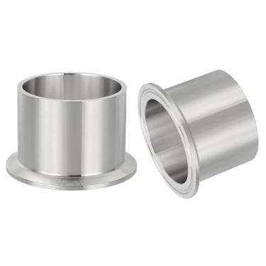 Imagem de PATIKIL Encaixe sanitário de aço inoxidável 304, 2 peças de encaixe de tubo de virola de solda longa 2 1/2" (63 mm) Conector OD de tubo 77,5 mm Flange de virola OD para processamento de alimentos de
