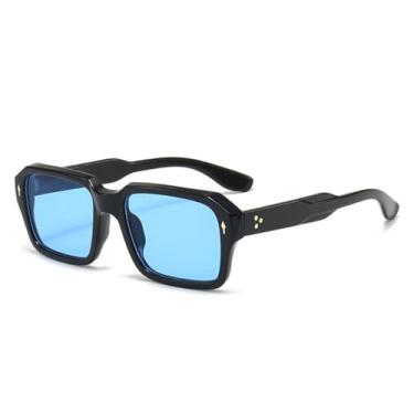 Imagem de Óculos de Sol Vintage Feminino Punk com Rebites, Lentes Transparentes com Degradê Oceano, Proteção UV400 (Preto e Azul)
