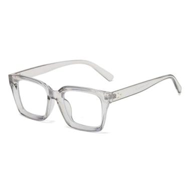 Imagem de Armação de óculos vintage transparente para mulheres, com rebites, lentes anti-luz azul, unissex (C15ClearGray)