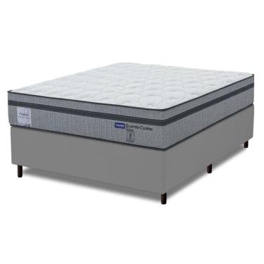 Imagem de Cama Box King Probel Molas Ensacadas Euro In 193x203x68cm Guarda Costas Stone Branco/cinza Branco / Cinza