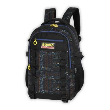 Imagem de Mochila Sonic de Costas Filme Reforçada Jogo Juvenil Escolar, Preto
