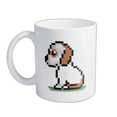 Imagem de Caneca Xícara de Café Porcelana 300ml Filhote de Cachorro Pixelado