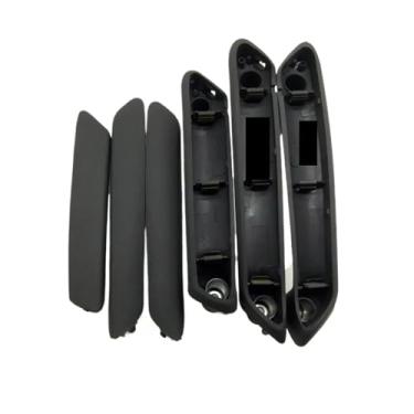 Imagem de 6 unidades/conjunto Maçaneta interna preta com guarnição para apoio de braço interno VW Passat B5 1998-2005