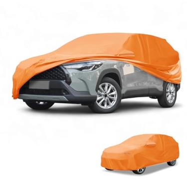 Imagem de Partuto Capa de carro à prova d'água para todos os climas, automotiva, externa, anti-UV, cobertura externa completa para Toyota Corolla Cross filme de alumínio laranja com zíper do lado esquerdo