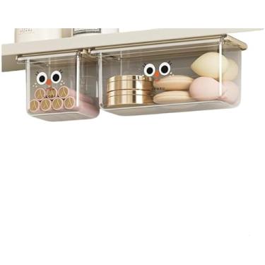 Imagem de Organizador deslizante autoadesivo sob a mesa com prateleira de acrílico transparente para escritório, cozinha, armários, mesas, balcões para espaço adicional (grande + pequeno) conjunto de duas peças