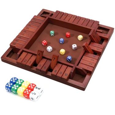Imagem de Shut The Box Dice Game 12 Inch Upgraded Wooden 2-4 Player Dice Game Math Games Close The Box Family Wooden Dice Board Game for Kids Adults, Tabletop Version for Classroom, Home, Party or Bar