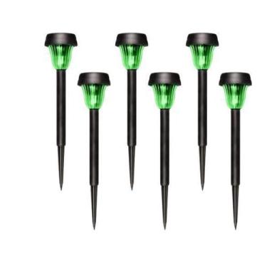 Imagem de Kit 06 Luminarias Espeto Solar Decoração Led Preto Abs Verde - Ecoforc