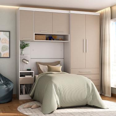 Imagem de Quarto Modulado Solteiro com Guarda-roupas Maleiro e Cabeceira Alpes Master Luciane Moveis