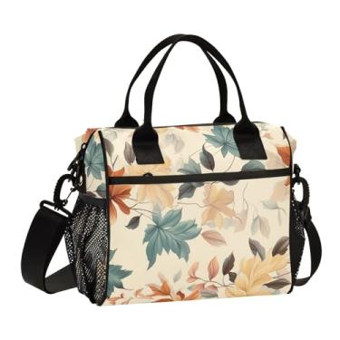 Imagem de GAIGEO Lancheira colorida com folhas de outono isoladas para adultos, lancheira leve, lancheira para mulheres trabalhadoras, M