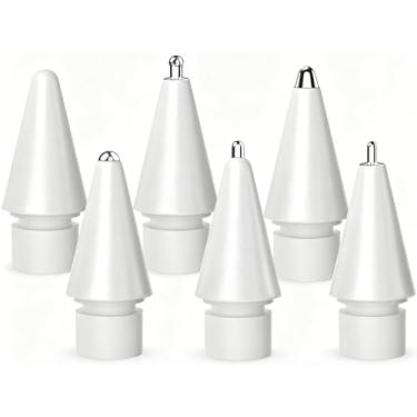 Imagem de Inesore Acessórios para Apple Pencil Tips, pontas atualizadas compatíveis com Apple Pencil Pro/USB-C/1ª geração/2ª geração, várias opções de pontas duráveis de metal (pacote com 6)