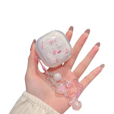 Imagem de Capa protetora para Samsung Galaxy Buds FE/2 Pro/Live/Bud 2 com chaveiro fofo, estampa de peixe e coelho de borboleta kawaii, mulher e meninas, criativa, fone de ouvido (coelho)