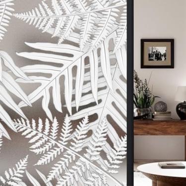 Imagem de Chicskin Película de privacidade de janela tropical fosca 3D sintética para porta e janela de vidro, 43 cm x 200 cm 3D-Ferns