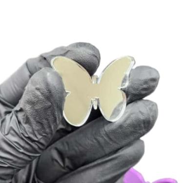 Imagem de Kit 10 Borboletas Acrílico Espelhado com Fita Dupla Face Decorativas para Casa, Parede, Festa (Prata)