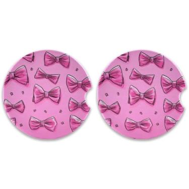 Imagem de CEBUGI 2 peças de porta-copos de carro para porta-copos de cerâmica de 6,3 cm com entalhe de dedo absorvente porta-copos de copo de carro com padrão de arco para mulheres e homens